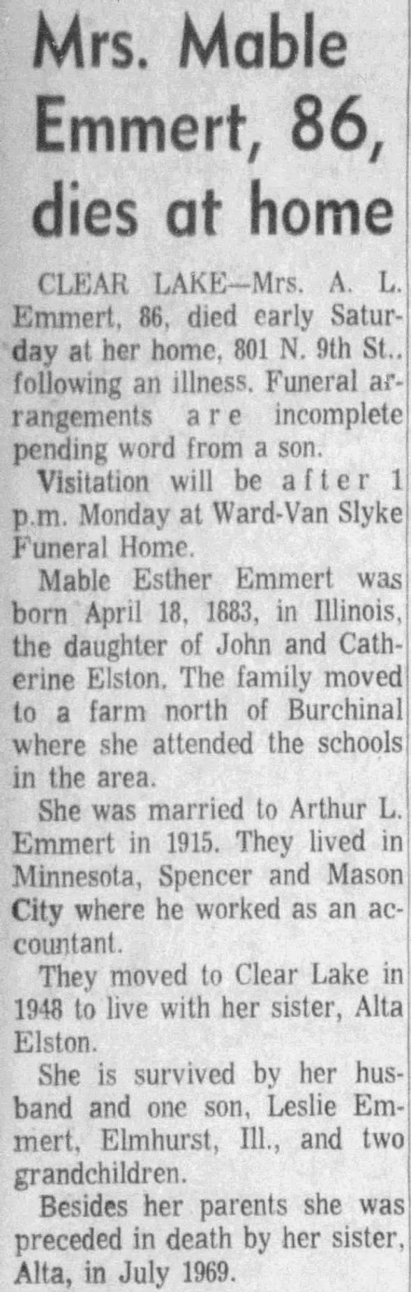Mabel Esther Elston Emmert Obituary 2